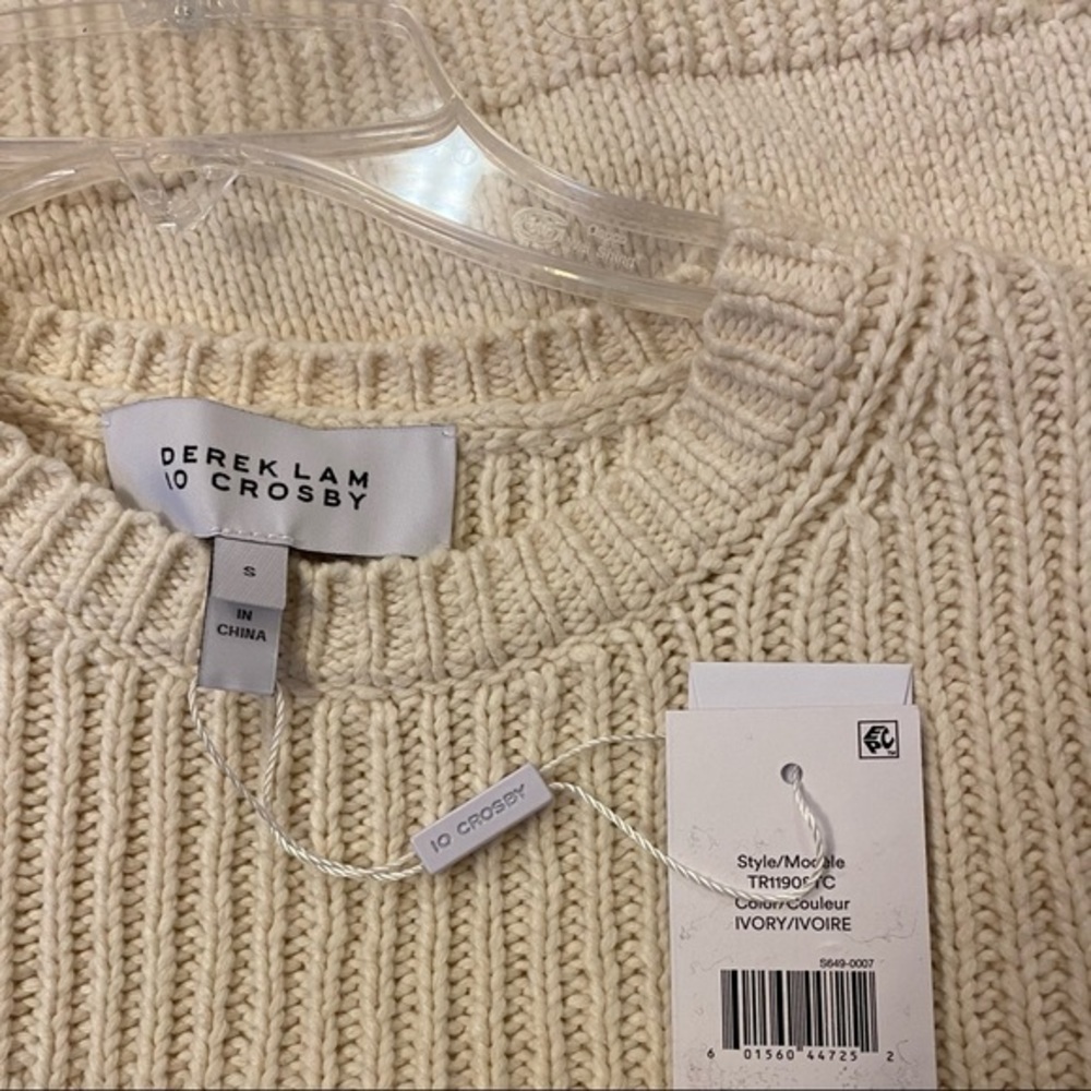 DEREK LAM 10 CROSBY Ella Puff Sleeve Sweater Ivory - Picture 11 of 11